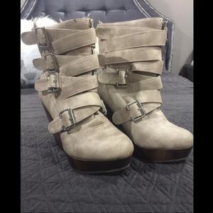 Not Rated wedged fur boots